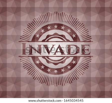 Invade red seamless geometric emblem.
