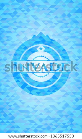 Invade sky blue emblem. Mosaic background