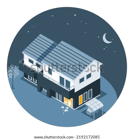 Invaded house circular icon- night