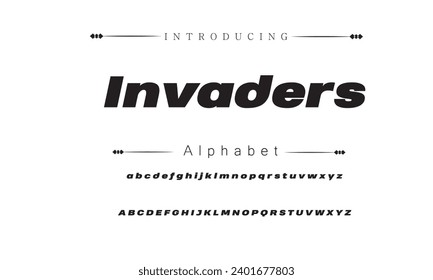 Invaders Abstract modern urban alphabet fonts. Typography sport, technology, fashion, digital, future creative logo font. vector illustration