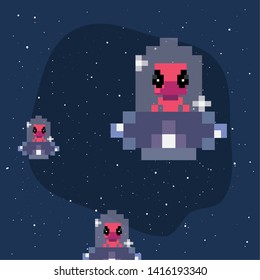 invaders game retro scene vector ilustration
