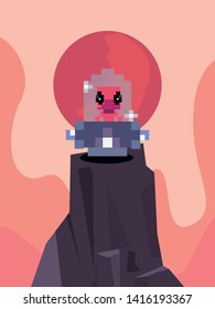 invaders game retro scene vector ilustration