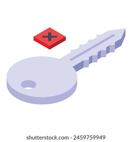 Icono de llave de acceso No válida Vector isométrico. Error de autenticación. Entrada de datos bloqueada