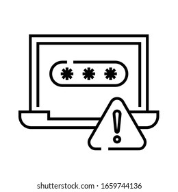 Invalid password line icon, concept sign, outline vector illustration, linear symbol.