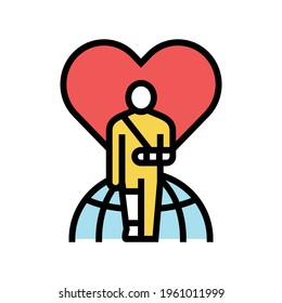 invalid patient refugee world help color icon vector. invalid patient refugee world help sign. isolated symbol illustration