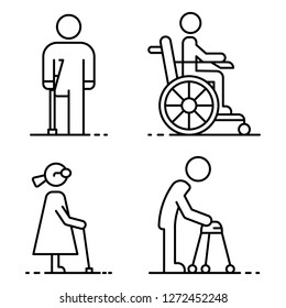 Invalid people icon set. Outline set of invalid people vector icons for web design isolated on white background
