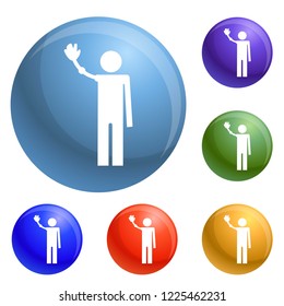 Invalid person group icons set vector 6 color isolated on white background