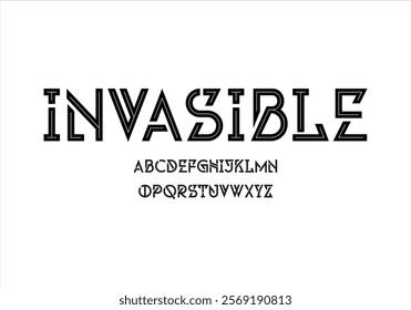 Invasible font for logo and headline. Isolated vector typeset