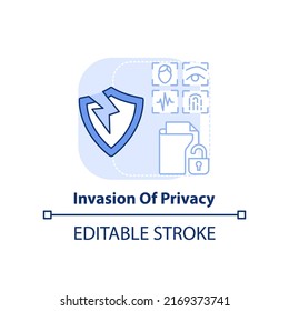 Invasion of privacy light blue concept icon. Biometric authentication problem abstract idea thin line illustration. Isolated outline drawing. Editable stroke. Arial, Myriad Pro-Bold fonts used
