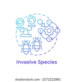 Invasive species blue gradient concept icon. Biodiversity loss cause. Threat for ecosystem stability. Round shape line illustration. Abstract idea. Graphic design. Easy to use in article