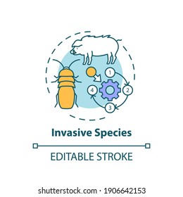 Invasive Species Concept Icon. Ecosystem Preservation. Insects, Animal Population. Wildlife Conservation Idea Thin Line Illustration. Vector Isolated Outline RGB Color Drawing. Editable Stroke