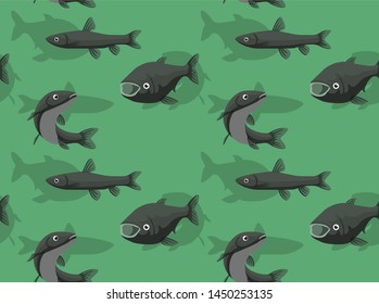 Invasive Species Grass Carp Black Vector Seamless Background Wallpaper