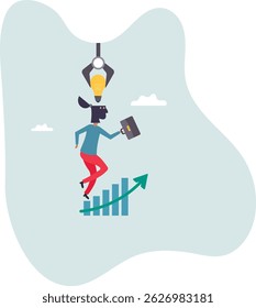 Invent new idea or innovation, knowledge or new skill to achieve work success, creativity and imagination.character for design.