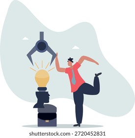 Inventar novas ideias ou inovações, conhecimentos ou novas competências para alcançar o sucesso no trabalho, o conceito de criatividade e imaginação, a vida e o emprego das pessoas.