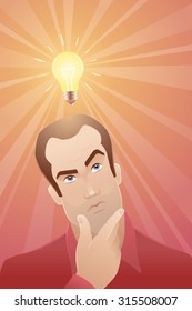 Inventing an Idea Process. The metaphoric illustration on the theme of an idea thinking.