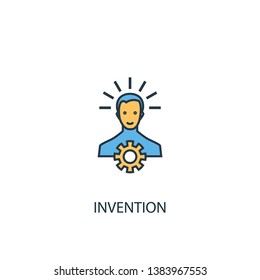 invention concept 2 colored line icon. Simple yellow and blue element illustration. invention concept outline symbol design