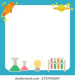 Invention Day Science Frame with Space Rocket and Lab Equipment