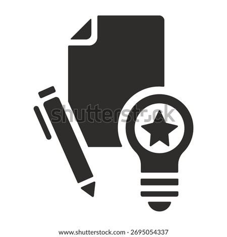 invention icon, light bulb and pen symbol