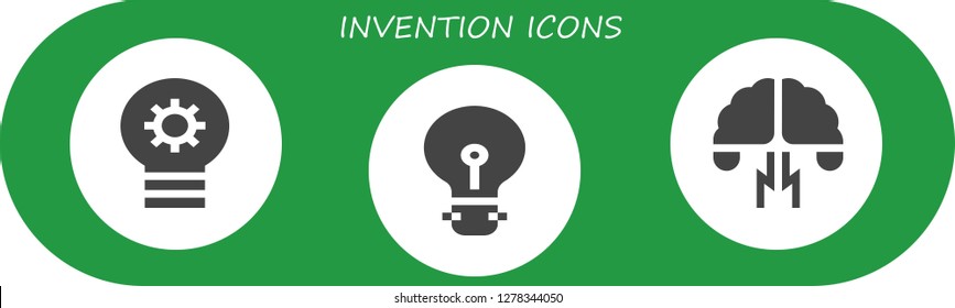 invention icon set. 3 filled invention icons. Simple modern icons about  - Lightbulb, Idea, Brainstorming