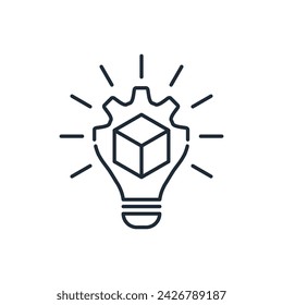 Invention of a new technical product. Creativity and innovation .Vector linear icon isolated on white background.