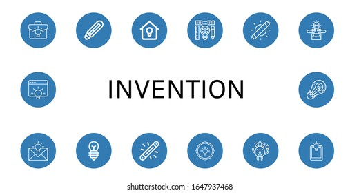 invention simple icons set. Contains such icons as Idea, Light bulb, Lighting, Creativity, Led light, Led lighting, Glow, Creative, can be used for web, mobile and logo