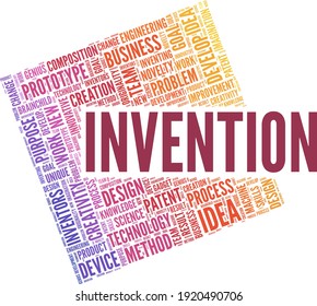 Invention vector illustration word cloud isolated on a white background.