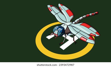 Inventions inspired by Nature Plane ;ike dragonfly on the helicopter landing pad	