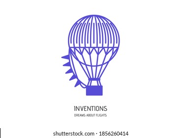 Inventios, dreams about flights. Vector icon set on white background. Symbol for web, infographics, print design and mobile UX/UI kit. 