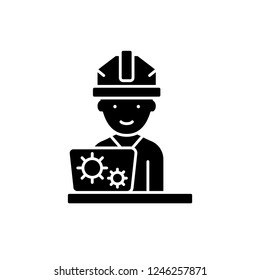 Inventor black icon, vector sign on isolated background. Inventor concept symbol, illustration 