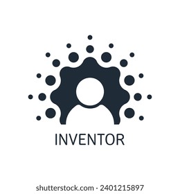 Inventor. Creative thinking.  Vector linear icon illustration isolated on white background.