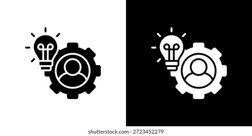 Icono de inventor relleno en blanco y negro.