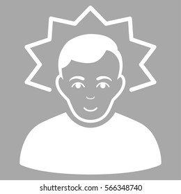 Inventor vector icon. Flat white symbol. Pictogram is isolated on a silver background. Designed for web and software interfaces.