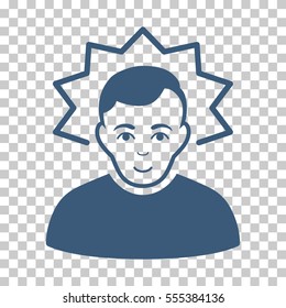 Inventor vector icon. Illustration style is flat iconic blue symbol on a chess transparent background.
