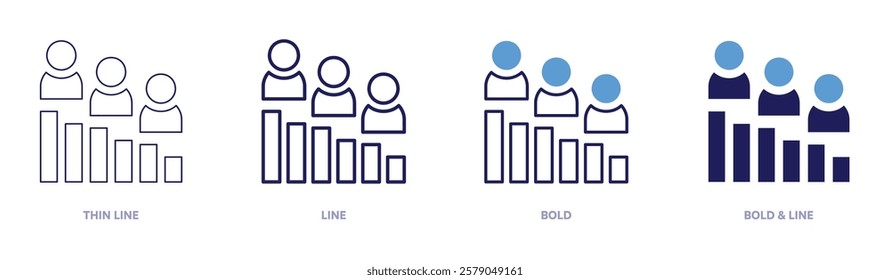 Inventory analysis icon in 4 different styles. Thin Line, Line, Bold, and Bold Line. Duotone style. Editable stroke.