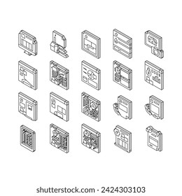 Inventory Analytics And Report isometric icons set. Inventory Movement Pending And History Reporting, Gas Safety And Energy Performance Certificates, Sales And Purchase Color