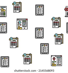 Inventory Analytics And Report Vector Seamless Pattern Thin Line Illustration