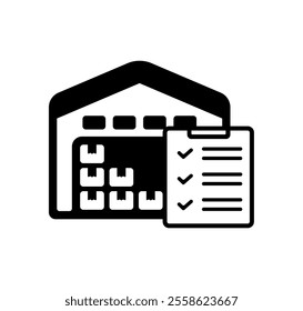 Inventory audit vector icon illustration (warehouse) 