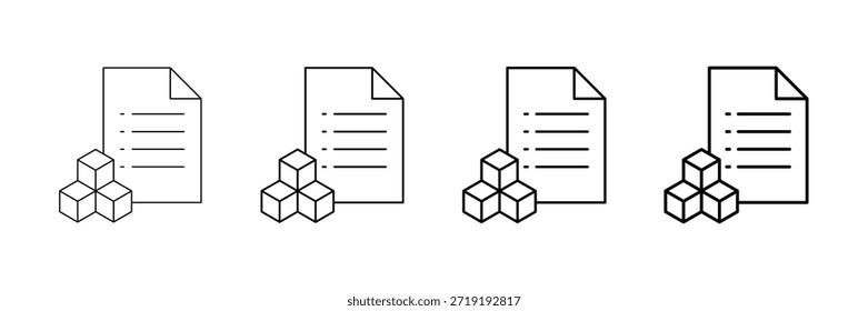 Conjunto de Vectores de iconos de caja de inventario en diferentes estilos de línea de trazo