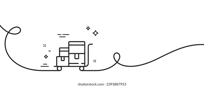 Artikel-Artikel-Symbol Kontinuierlich eine Linie mit curl. Großhandelslieferzeichen Symbol für die Warenlager. Inventarskarte, einfache Rahmenbandbreite. Loop-Kurve Muster. Vektorgrafik