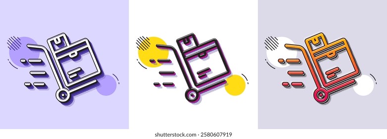 Inventory cart line icon. Halftone dotted pattern. Gradient icon with grain shadow. Wholesale delivery sign. Warehouse boxes symbol. Line inventory cart icon. Various designs. Vector