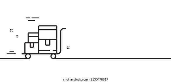 Inventory cart line icon. Wholesale delivery sign. Warehouse boxes symbol. Minimal line illustration background. Inventory cart line icon pattern banner. White web template concept. Vector