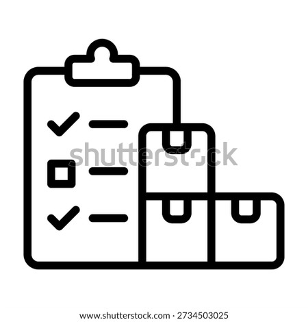 Inventory Check Icon - Black Outline Icons Style For Production Management