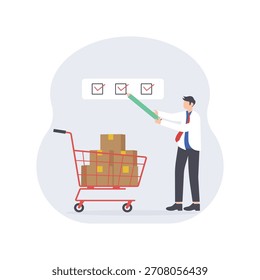Lista de verificação de inventário   Arquivo EPS 10 de Ilustração de Vetor Plano 	