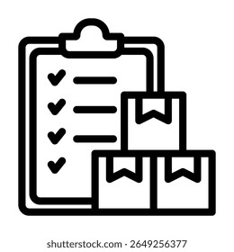 Ilustração do estilo da linha do ícone da lista de verificação do inventário