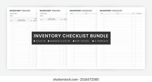 Inventory Checklist Template | Printable Inventory Tracker Planner Page | Inventory Tracker Pages Bundle