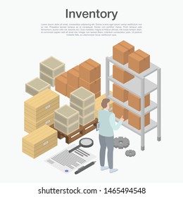 Inventory Concept Background. Isometric Illustration Of Inventory Vector Concept Background For Web Design