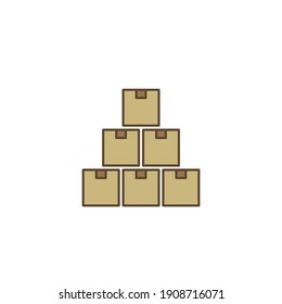 Inventarkonzept-Symbol, Farbe, Linie, Umriss-Vektorzeichen, lineares Piktogramm einzeln auf Weiß. Symbol, Logo-Illustration
