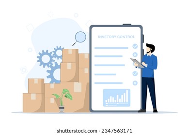 inventory control concept. Warehouse management, managing incoming and outgoing goods. Illustration for websites, landing pages, mobile apps, posters and banners. flat vector illustration.