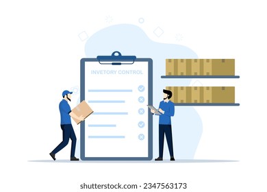 inventory control concept. Warehouse management, managing incoming and outgoing goods. Illustration for websites, landing pages, mobile apps, posters and banners. flat vector illustration.