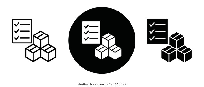 Icono de control de inventario vector de arte de línea